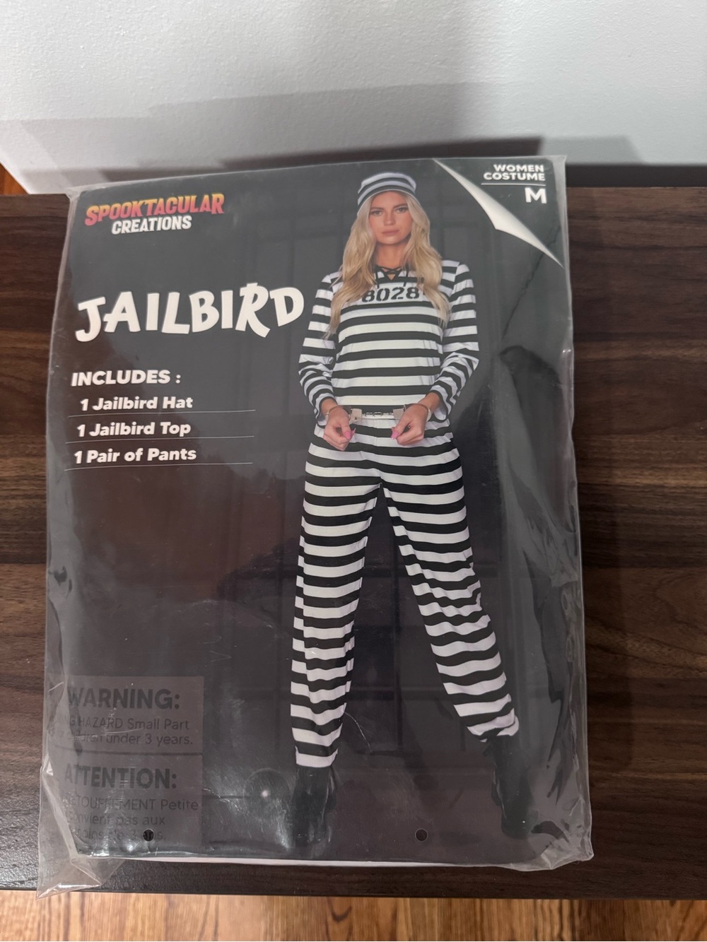 Jailbird Women’s Black & White Striped Straight Leg Pants, Halloween Costume
